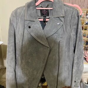 Isaac Mizrahi Women's Gray Leather Jacket